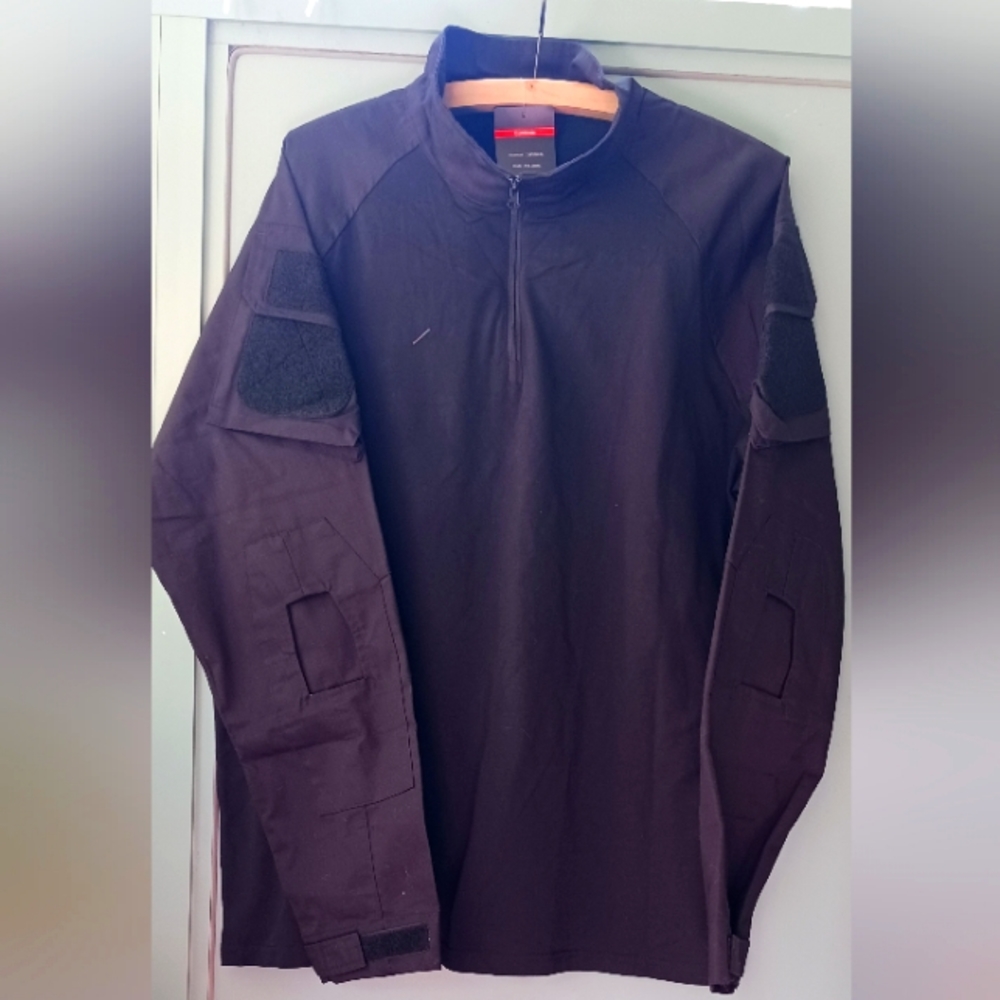 Men's Black Quarter-Zip Tactical Combat Shirt￼commando_gear,  size XL